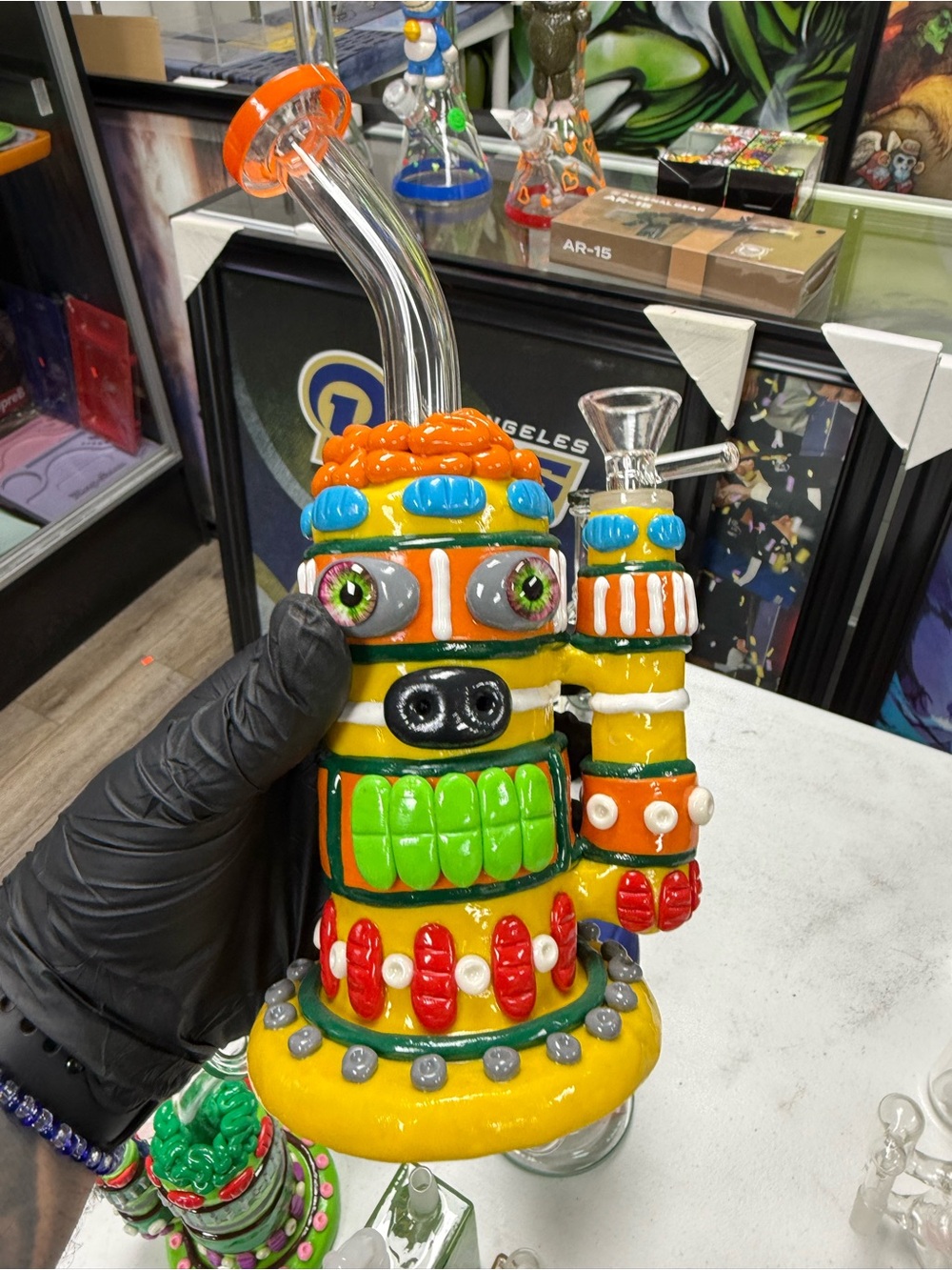 Colorful Cartoon Monster Glass - Bright Yellow & Neon Accents